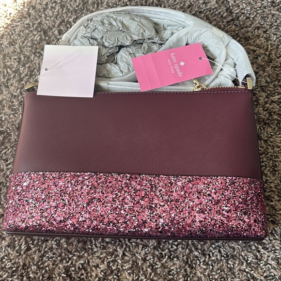 NWT Kate Spade Glitter Flash Cherrywood Purple Cross Body Bag - Picture 9 of 15